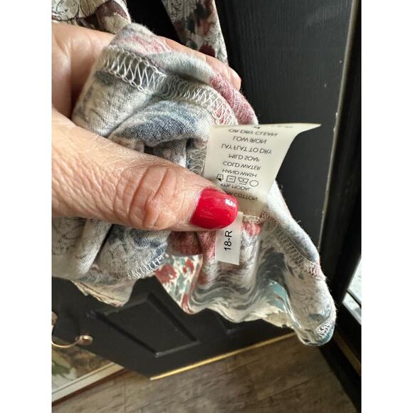 Peruvian Connection Floral Long Sleeve Button Baby Doll Dress Size Medium - Picture 8 of 9